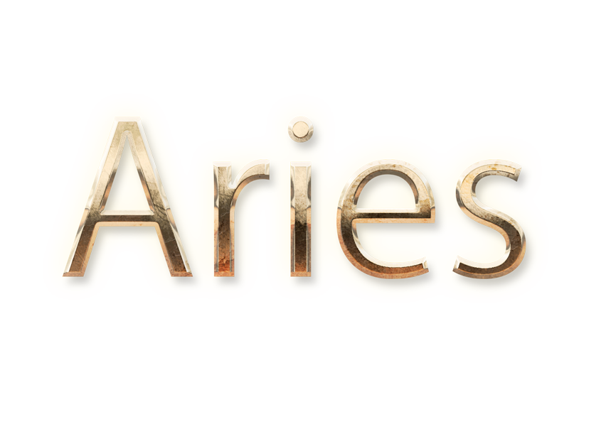 zodiac sign word ARIES gold text typography PNG images free